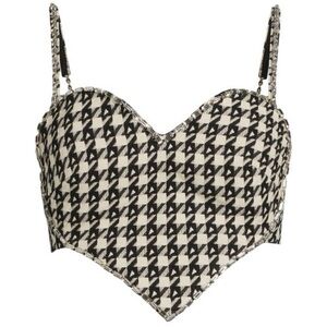 AREA Houndstooth Heart Wool Blend Crop Top size 0